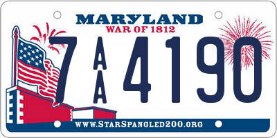 MD license plate 7AA4190