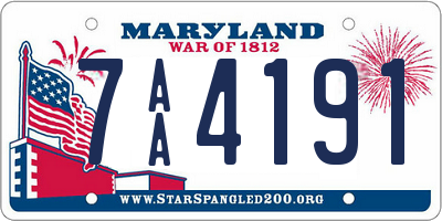MD license plate 7AA4191