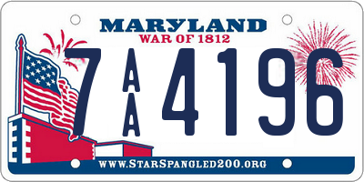 MD license plate 7AA4196