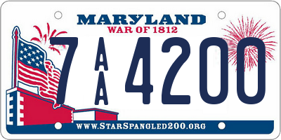 MD license plate 7AA4200