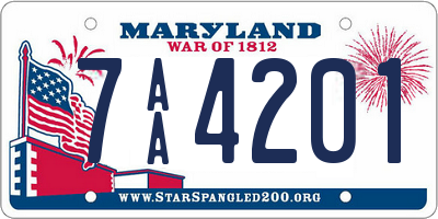 MD license plate 7AA4201