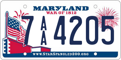MD license plate 7AA4205