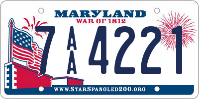MD license plate 7AA4221