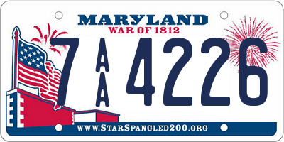 MD license plate 7AA4226