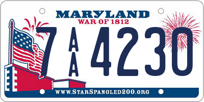 MD license plate 7AA4230