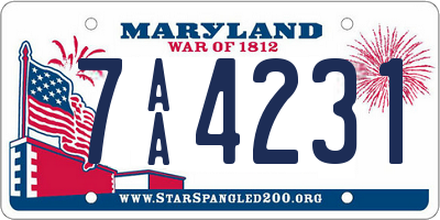 MD license plate 7AA4231