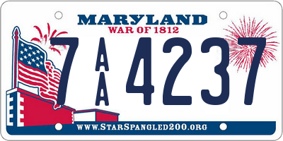 MD license plate 7AA4237