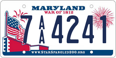 MD license plate 7AA4241