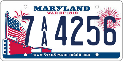 MD license plate 7AA4256