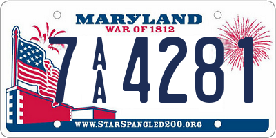 MD license plate 7AA4281