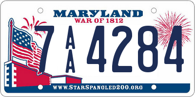 MD license plate 7AA4284
