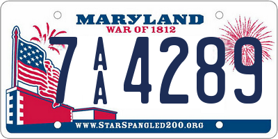 MD license plate 7AA4289