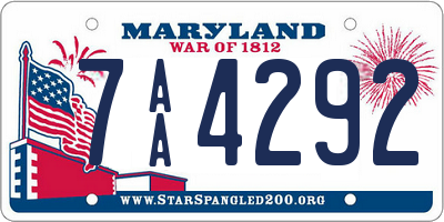 MD license plate 7AA4292