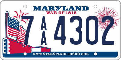 MD license plate 7AA4302