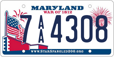 MD license plate 7AA4308