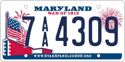 MD license plate 7AA4309