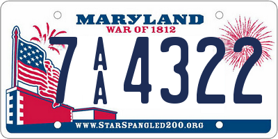 MD license plate 7AA4322