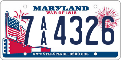 MD license plate 7AA4326