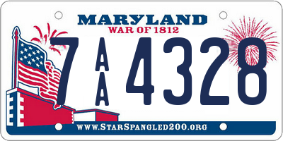MD license plate 7AA4328
