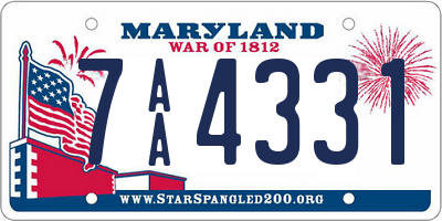 MD license plate 7AA4331