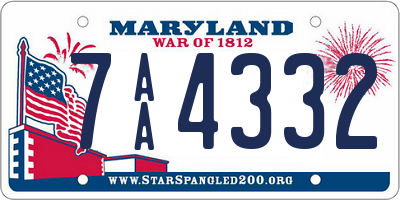 MD license plate 7AA4332