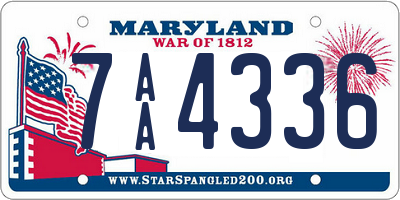 MD license plate 7AA4336