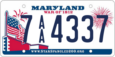 MD license plate 7AA4337