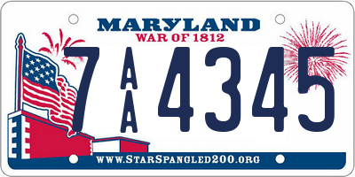 MD license plate 7AA4345