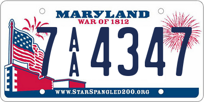 MD license plate 7AA4347