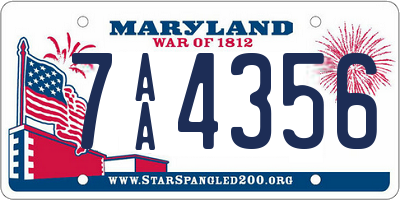 MD license plate 7AA4356