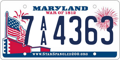 MD license plate 7AA4363