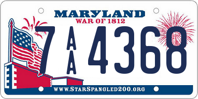 MD license plate 7AA4368