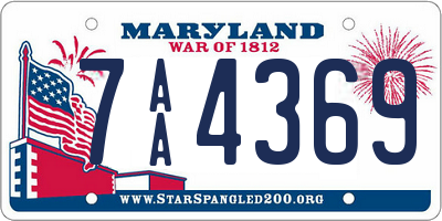 MD license plate 7AA4369