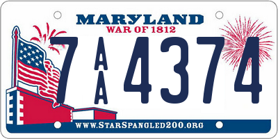 MD license plate 7AA4374