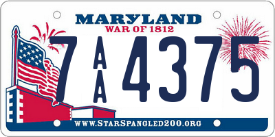 MD license plate 7AA4375