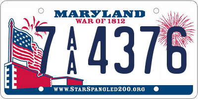 MD license plate 7AA4376