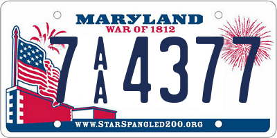 MD license plate 7AA4377