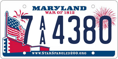 MD license plate 7AA4380