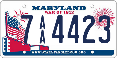 MD license plate 7AA4423