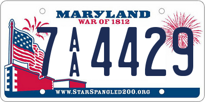 MD license plate 7AA4429