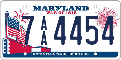 MD license plate 7AA4454