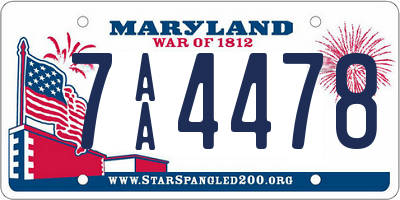 MD license plate 7AA4478