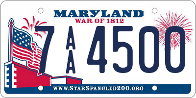 MD license plate 7AA4500