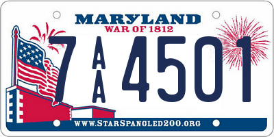 MD license plate 7AA4501