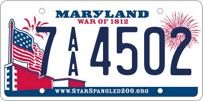 MD license plate 7AA4502