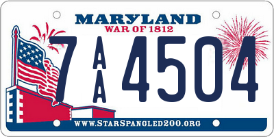 MD license plate 7AA4504