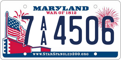 MD license plate 7AA4506