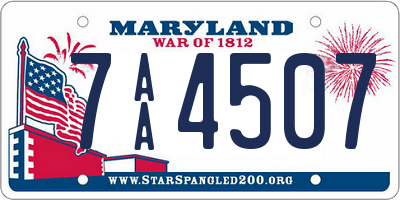 MD license plate 7AA4507