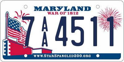 MD license plate 7AA4511