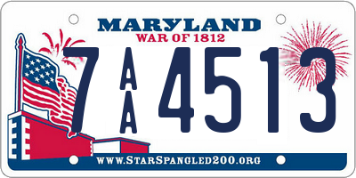 MD license plate 7AA4513